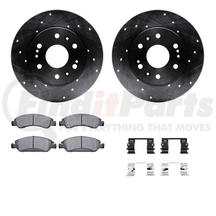 Dynamic Friction Company 8512-48065 Brake Rotor - Dimpled & Slotted - Black w/5000 Brake Pads & HW Kit