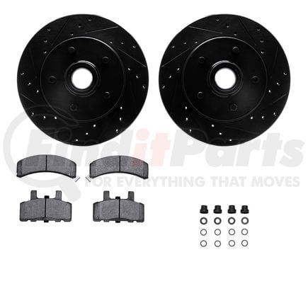 Dynamic Friction Company 8512-48126 Rotors-Drilled & Slotted-Black w/ 5000 Advanced Brake Pads Incl Hdw