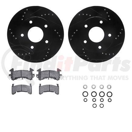 Dynamic Friction Company 8512-48102 Rotors-Drilled & Slotted-Black w/ 5000 Advanced Brake Pads Incl Hdw