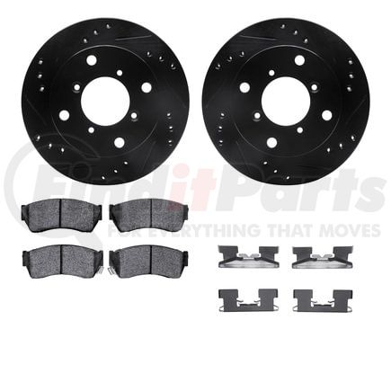 Dynamic Friction Company 8512-50007 Rotors-Drilled & Slotted-Black w/ 5000 Advanced Brake Pads Incl Hdw