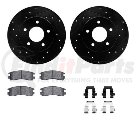 Dynamic Friction Company 8512-52000 Rotors-Drilled & Slotted-Black w/ 5000 Advanced Brake Pads Incl Hdw