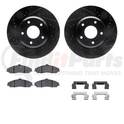 Dynamic Friction Company 8512-52063 Rotors-Drilled & Slotted-Black w/ 5000 Advanced Brake Pads Incl Hdw
