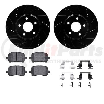 Dynamic Friction Company 8512-53003 Rotors-Drilled & Slotted-Black w/ 5000 Advanced Brake Pads Incl Hdw