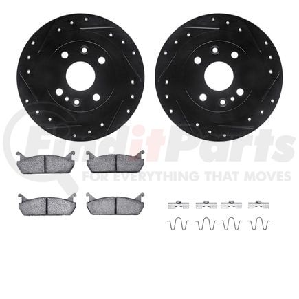 Dynamic Friction Company 8512-54005 Rotors-Drilled & Slotted-Black w/ 5000 Advanced Brake Pads Incl Hdw