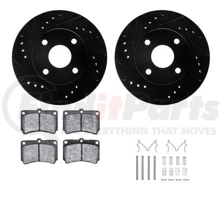 Dynamic Friction Company 8512-54001 Rotors-Drilled & Slotted-Black w/ 5000 Advanced Brake Pads Incl Hdw