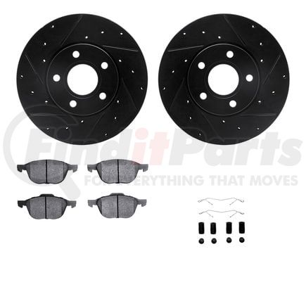 Dynamic Friction Company 8512-54073 Rotors-Drilled & Slotted-Black w/ 5000 Advanced Brake Pads Incl Hdw