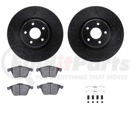 Dynamic Friction Company 8512-54078 Rotors-Drilled & Slotted-Black w/ 5000 Advanced Brake Pads Incl Hdw