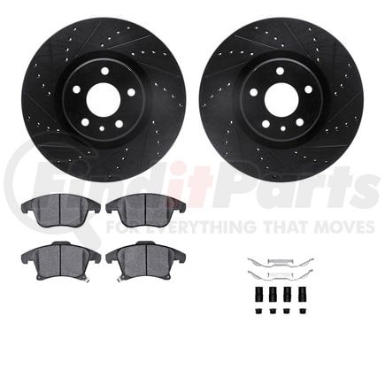 Dynamic Friction Company 8512-54080 Rotors-Drilled & Slotted-Black w/ 5000 Advanced Brake Pads Incl Hdw