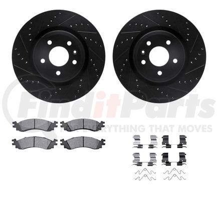 Dynamic Friction Company 8512-54099 Rotors-Drilled & Slotted-Black w/ 5000 Advanced Brake Pads Incl Hdw