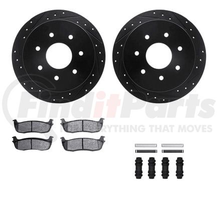 Dynamic Friction Company 8512-54121 Brake Rotor - Drilled & Slotted - Black w/5000 Brake Pads & HW Kit