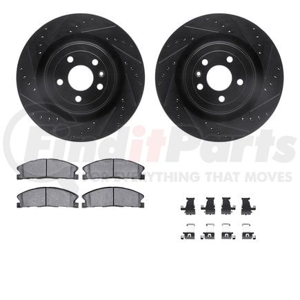 Dynamic Friction Company 8512-54183 Rotors-Drilled & Slotted-Black w/ 5000 Advanced Brake Pads Incl Hdw