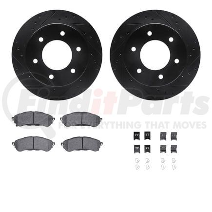 Dynamic Friction Company 8512-54202 Rotors-Drilled & Slotted-Black w/ 5000 Advanced Brake Pads Incl Hdw