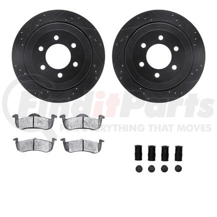 Dynamic Friction Company 8512-54192 Brake Rotor - Drilled & Slotted - Black w/5000 Brake Pads & HW Kit