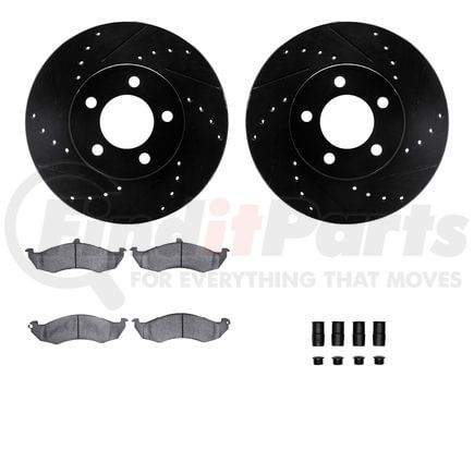 Dynamic Friction Company 8512-54346 Rotors-Drilled & Slotted-Black w/ 5000 Advanced Brake Pads Incl Hdw