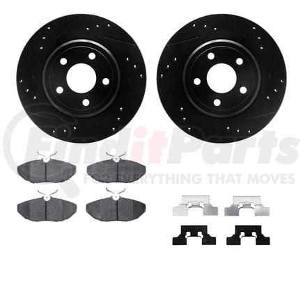 Dynamic Friction Company 8512-54382 Rotors-Drilled & Slotted-Black w/ 5000 Advanced Brake Pads Incl Hdw