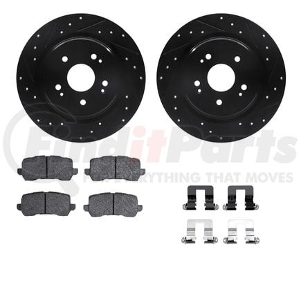 Dynamic Friction Company 8512-58039 Rotors-Drilled & Slotted-Black w/ 5000 Advanced Brake Pads Incl Hdw