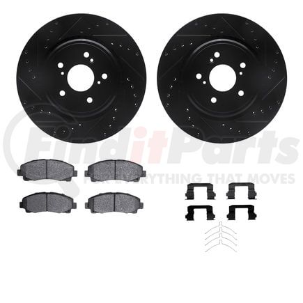 Dynamic Friction Company 8512-58036 Rotors-Drilled & Slotted-Black w/ 5000 Advanced Brake Pads Incl Hdw