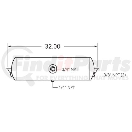 Tramec Sloan 461007-26 Air Tank, 8 Diameter, 3/4 Main Port, 3/8 End Port, Skid