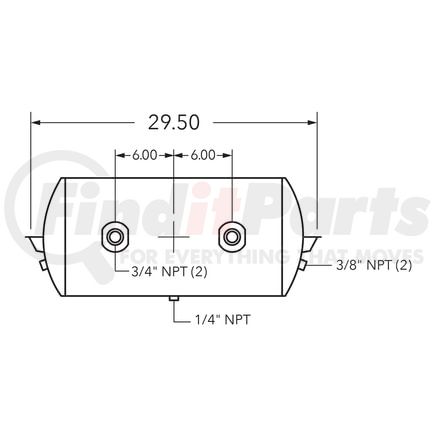 Tramec Sloan 461008 Air Tank, 12 Diameter, 3/4 Main Port, 3/8 End Port,12.34 Gal