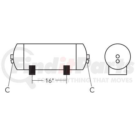 Tramec Sloan 461020 Air Tank, 7 Diameter, 1/2 End Ports