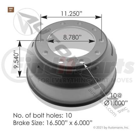 Automann 151.6615BA Brake Drum