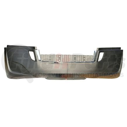 Wheeler Fit 1502-0048 BUMPER ASM (GRAY) - WITHOUT FOG LAMP OPENINGS / WITHOUT LOWER DEFLECTOR / CHROME TRIM / TWO PIECE MESH