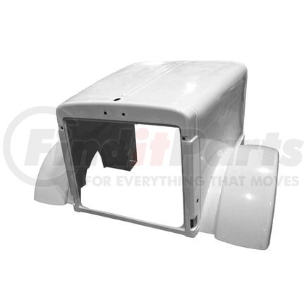 World American WA18-9130 Hood Assembly, 1-Piece Hood-SFA, Fiberglass, 68in Ctrline, 127in BBC, White Finish