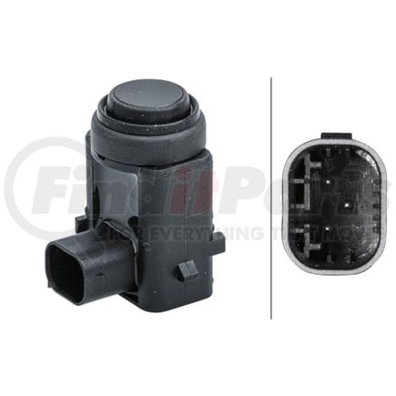 HELLA 358141561 Sensor, parking assist - angled - 3-pin connector - Plugged - Paintable