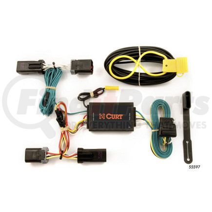 CURT Manufacturing 55597 Custom Wiring Harness; 4-Way Flat Output; Select Dodge Durango; Chrysler Aspen