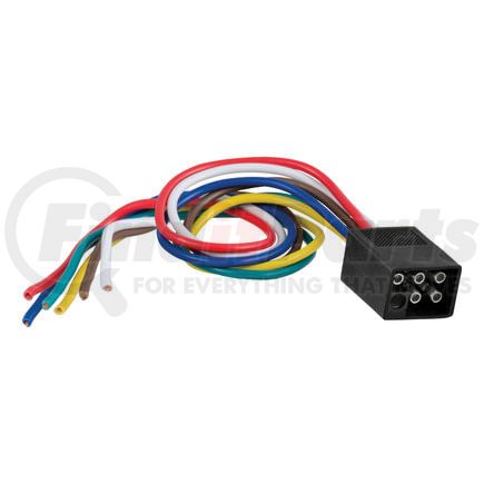 CURT Manufacturing 58037 6-Way Square Connector Plug with 12in. Wires (Trailer Side; Packaged)