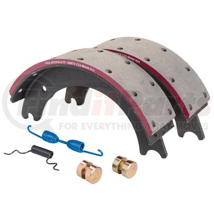 Haldex GD1308EG Drum Brake Shoe Kit - Remanufactured, Rear, Relined, 2 Brake Shoes, with Hardware, FMSI 1308, for Eaton Applications