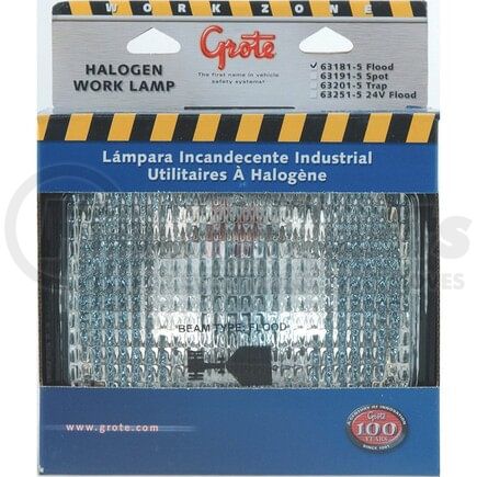 Grote 631815 CLR, FLOOD, LARGE RECT. WORK, RETAIL PACK