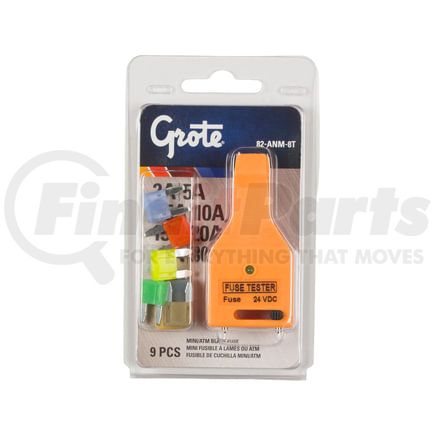 Grote 82ANM8T Miniature Blade Fuse Assortment & Tester, 9 Pk