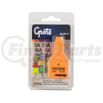 Grote 82ANS7T Low Profile Miniature Blade Fuse Assortment & Tester, 8 Pk