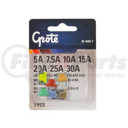 Grote 82-ANS-7 Low Profile Miniature Blade Fuse Assortment, 7 Pk