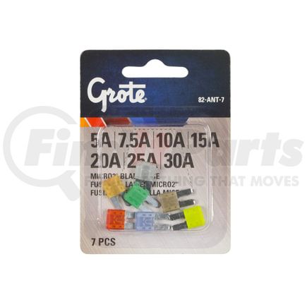 Grote 82-ANT-7 Micro Blade Fuse; 2 Blade Assortment, 7 Pk