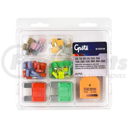 Grote 82ASST64 Miniature & Large Blade Fuse Assortment, 64 Pk