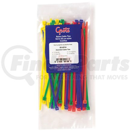 Grote 836559 Cable Tie Assortment, 11.1", 50Lb Assorted Colours, 50 Pk