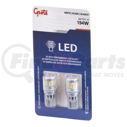 Grote 947514 White LED Replacement Bulbs - Industry Standard #194, Wedge Base