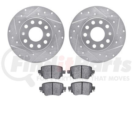 Dynamic Friction Company 7302-74030 Brake Rotor - Drilled & Slotted - Silver w/3000 Ceramic Brake Pads