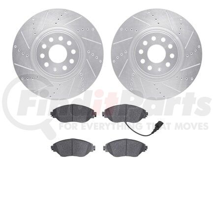 Dynamic Friction Company 7602-74045 Rotors-Drilled and Slotted-Silver with 5000 Euro Ceramic Brake Pads