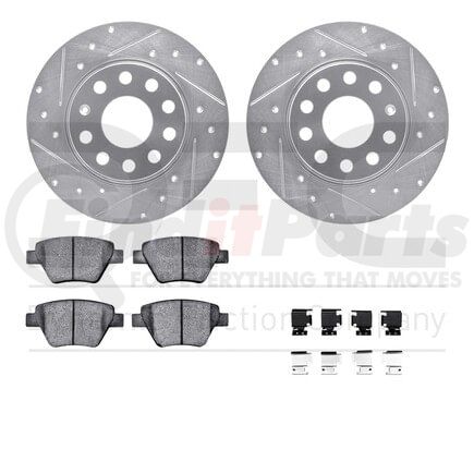 Dynamic Friction Company 7612-74039 Rotors-Drilled & Slotted-Silver w/ 5000 Euro Ceramic Brake Pads Incl Hdw
