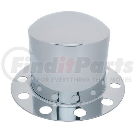 United Pacific 10223 Axle Hub Cover - Chrome, Dome, 10 Holes for 33mm Lug Nuts, for Rear Steel/Aluminum Wheel