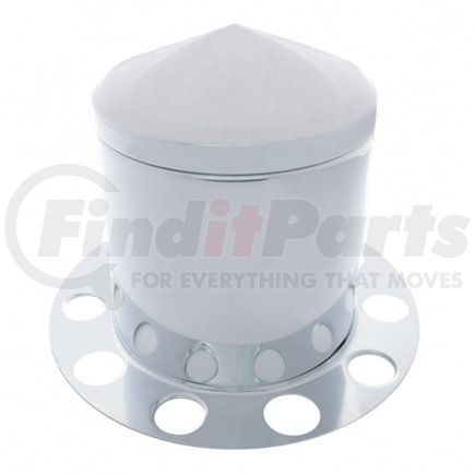 United Pacific 10225 Axle Hub Cover - Rear, Chrome, Pointed, with 1.5" Nut Cover, Aluminum Wheel