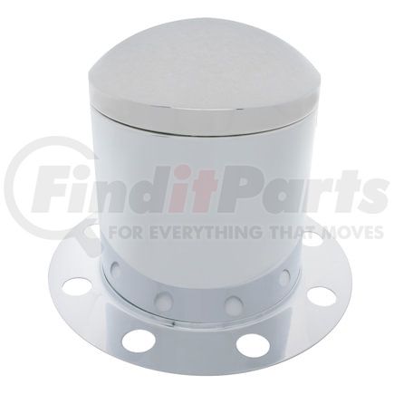 United Pacific 10250 Axle Hub Cover - 3 Piece Kit, Chrome, Dome, 8 Holes for 33mm Lug Nuts, for Rear Steel/Aluminum Wheel