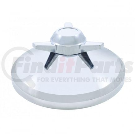 United Pacific 10271B Axle Hub Cover - Axle Cover Hub Cap, Rear, Chrome, with 3 Bar Spinner