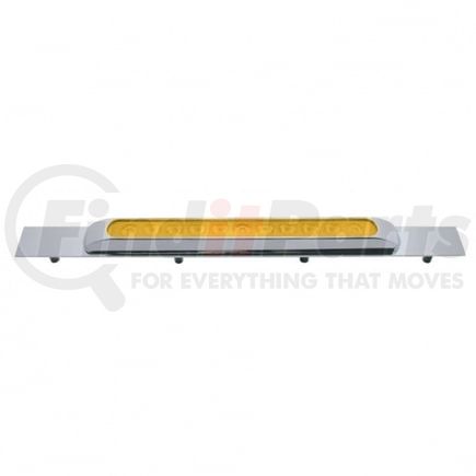 United Pacific 10391 Mud Flap Hanger - Mud Flap Plate, Top, Chrome, with 11 LED 17" Light Bar & Bezel, Amber LED/Amber Lens