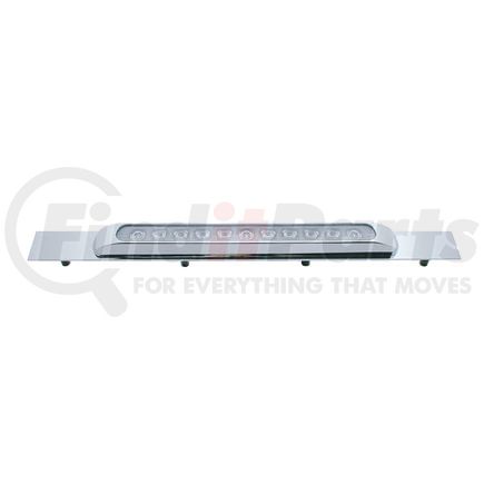 United Pacific 10394 Mud Flap Hanger - Mud Flap Plate, Top, Chrome, with 11 LED 17" Light Bar & Bezel, Red LED/Clear Lens