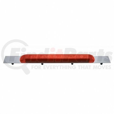 United Pacific 10396 Mud Flap Hanger - Mud Flap Plate, Top, Chrome, with 11 LED 17" Light Bar, Red LED/Red Lens