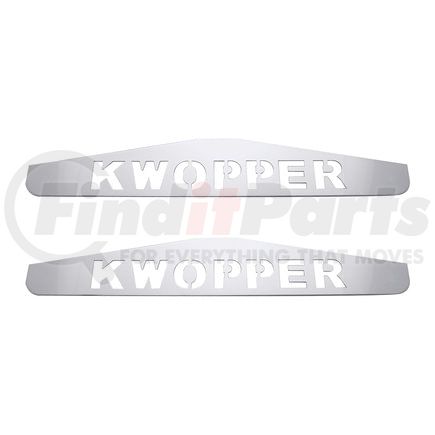 United Pacific 10435P Mud Flap Hanger - Card of 2, Mud Flap Plate, Bottom, 4" x 24", Chrome, Kwopper, Welded Stud